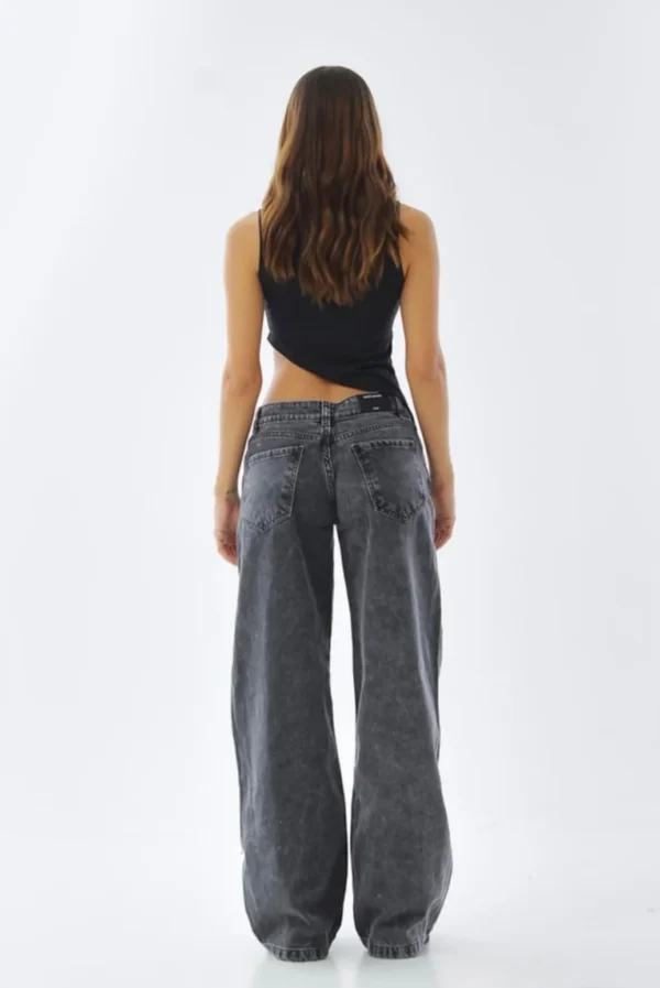 Jean Tiro Bajo de Mujer Gris