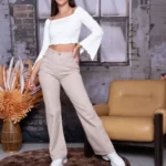 Jean Beige Wid Leg