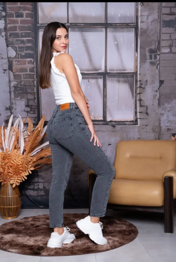 Jean Rigido Mom Gris 2