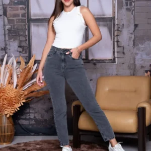 Jean Rigido Mom Gris