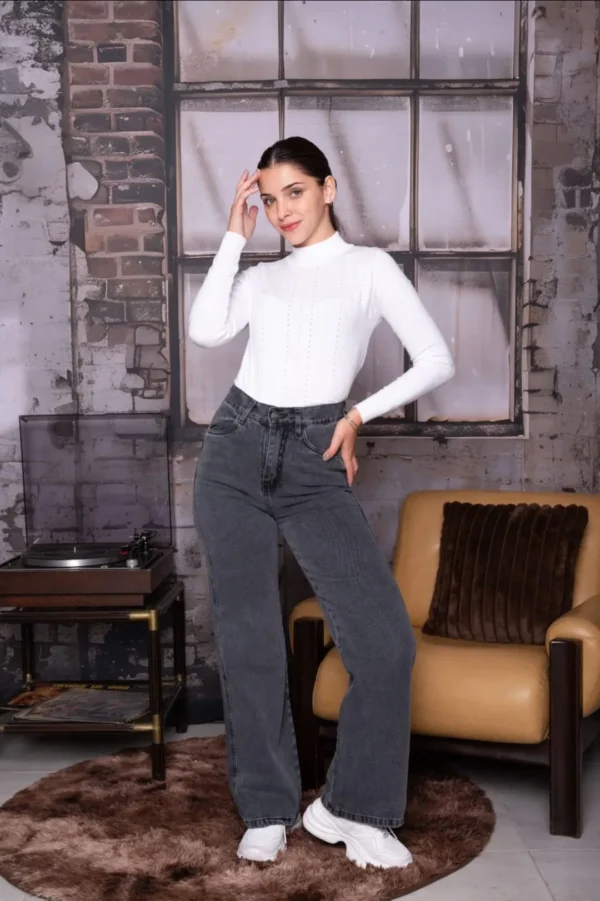 Jean Wid Leg Gris 4