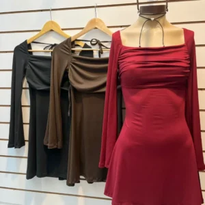 Vestido Modal Mangas Anchas Strapless