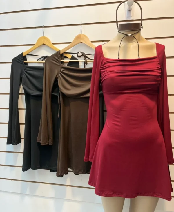Vestido Modal Mangas Anchas Strapless